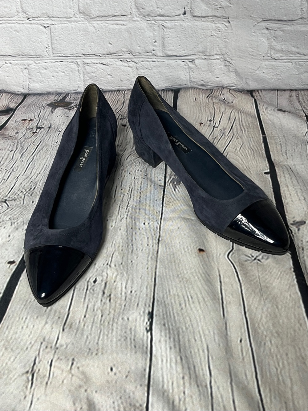 Paul Green Suede Pumps with Black Patent Cap Toe